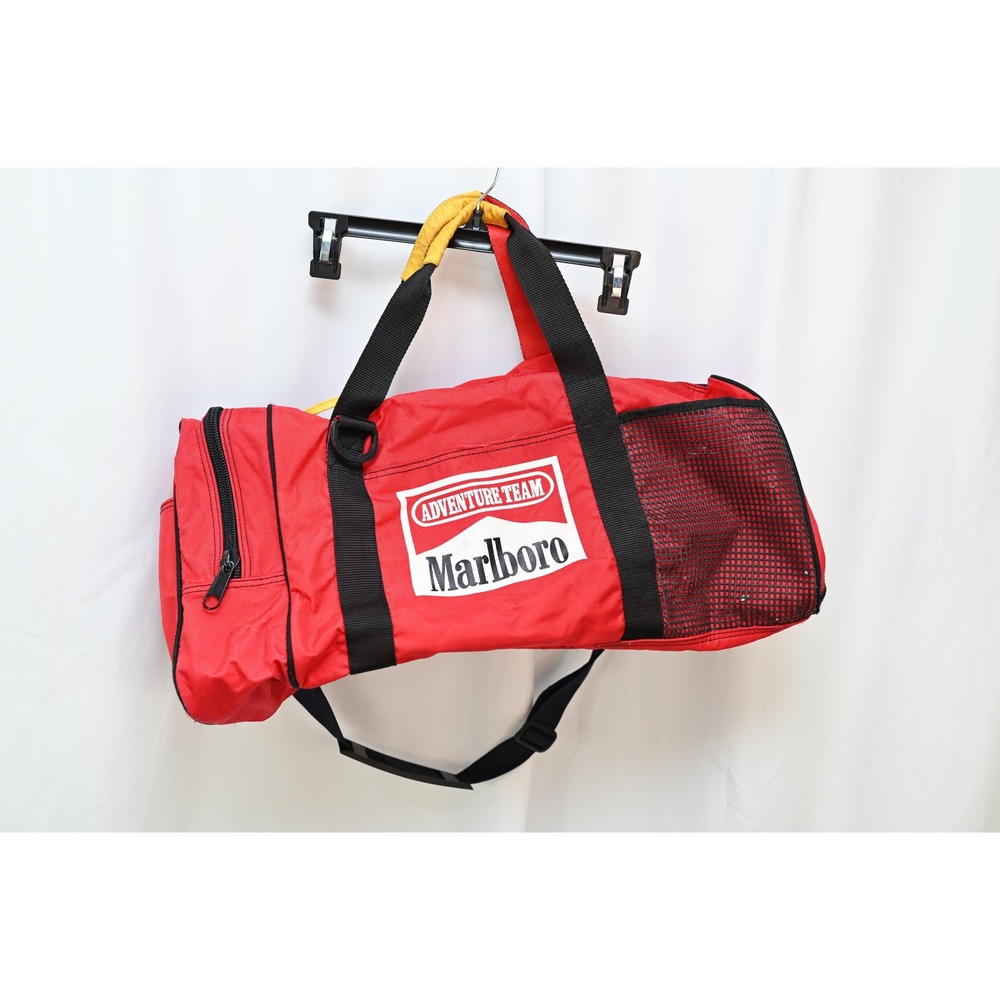 Vintage Marlboro Adventure Team Red Duffle Bag 90s Travel Gym Bag 23 Inch